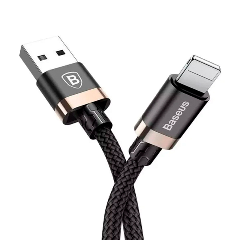 Дата-кабель Baseus Golden Belt Lightning 1 м, чёрный с золотым - 1