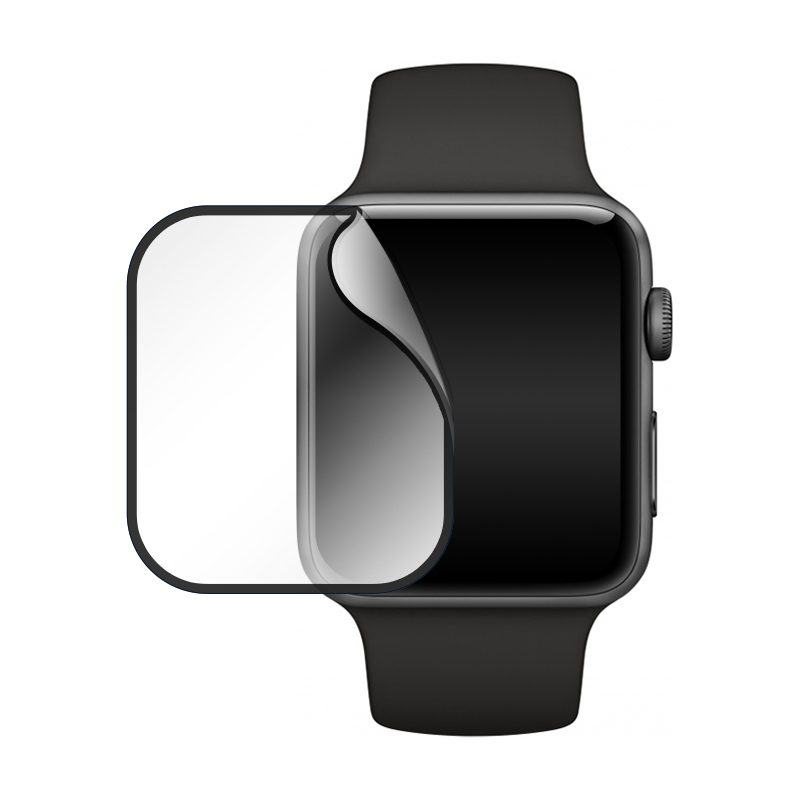 Защитное стекло 3D Premium для Apple Watch 42mm, черная рамка - 1