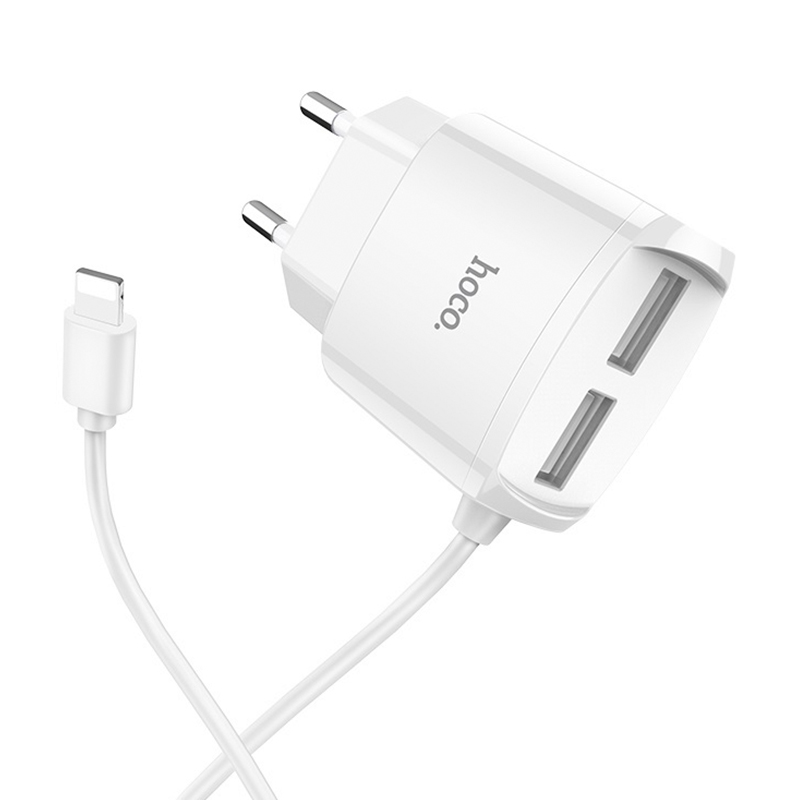 Сетевое зарядное устройство + кабель Lightning Hoco C59A 10 Вт, белый - 2