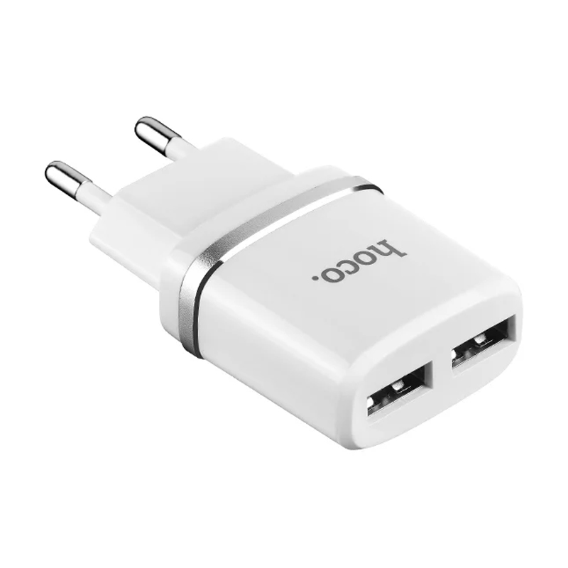 Сетевое зарядное устройство + кабель Lightning Hoco C12A 12 Вт, белый - 2