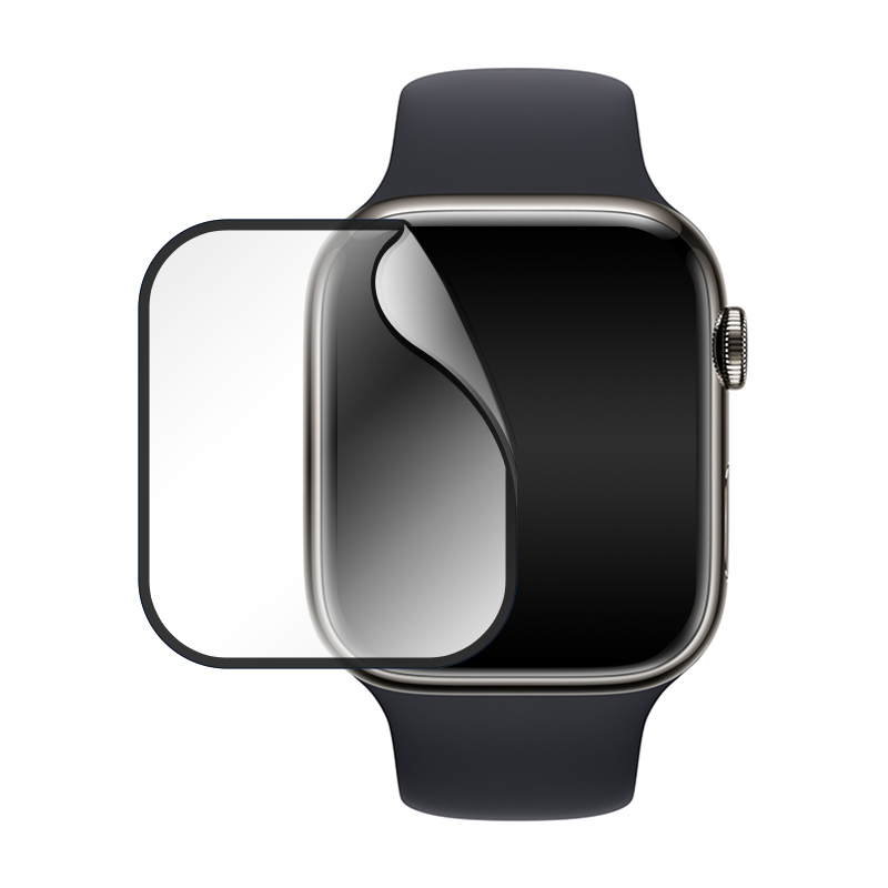 Защитное стекло 3D Premium для Apple Watch 45mm, черная рамка - 1
