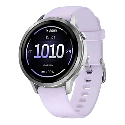 Умные часы Garmin Venu 4 41mm серебристый (сиренево-голубой ремешок)