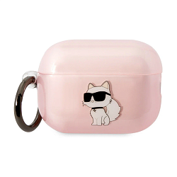 Кобура CG Mobile Lagerfeld TPU With Ring для Apple AirPods Pro 2 (Уценка) "Choupette" розовый с блёстками