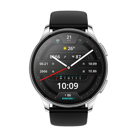 Умные часы Xiaomi Amazfit POP 3R серебристый (чёрный ремешок) - 2