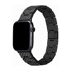 Браслет Pitaka Retro Fiber для Apple Watch 38 / 40 / 41 / 42 / 44 / 45 / 46 / 49mm карбон чёрно-серый (полоска) (AWB1004)