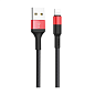 Дата-кабель Hoco X26 Lightning 1 м, чёрный с красным