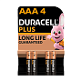 Батарейка Duracell Plus AAA LR03-4BL, 4шт  - 1