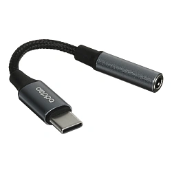 Аудиокабель Deppa Type-C Audio Cable 3.5mm mini jack - Type-C 1.2 м, чёрный