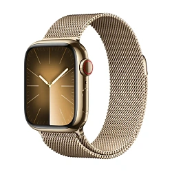 Умные часы Apple Watch Series 9 41mm GPS + Cellular (Уценка) Gold Stainless Gold Milanese Loop, eSim