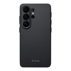 Клип-кейс (накладка) Pitaka Military-Grade Protective Case для Samsung Galaxy S26 Ultra кевлар (арамид), чёрно-серый (узкая полоска) (PBS2601U)