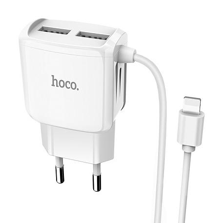 Сетевое зарядное устройство + кабель Lightning Hoco C59A 10 Вт, белый