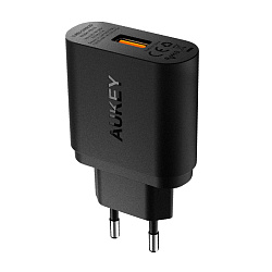 Сетевое зарядное устройство + кабель Micro Aukey Turbo Charger QC 3.0 18 Вт, чёрный