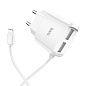 Сетевое зарядное устройство + кабель Lightning Hoco C59A 10 Вт, белый