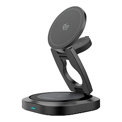 Беспроводное зарядное устройство Deppa Magsafe Qi2.2 Fold Power 3 in 1 (Apple Watch/Galaxy Watch) 25 Вт серый
