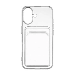 Клип-кейс (накладка) с визитницей Rocket Clear Plus для Apple iPhone 16 Plus (Уценка) прозрачный