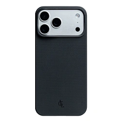 Клип-кейс (накладка) LLC Kevlar для Apple iPhone 17 Pro Max кевлар (арамид), чёрно-серый