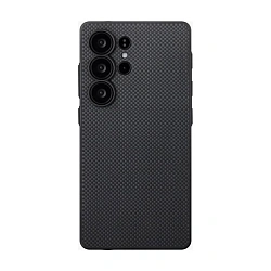 Клип-кейс (накладка) Pitaka PinButton Case для Samsung Galaxy S25 Ultra кевлар (арамид), чёрно-серый (PBS2501U)