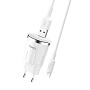 Сетевое зарядное устройство + кабель Lightning Hoco C37A 12 Вт, белый - 1