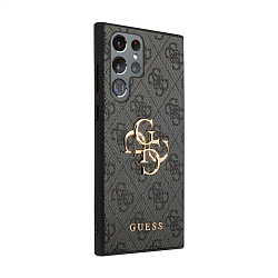 Клип-кейс (накладка) CG Mobile Guess PU 4G Big Metal Logo для Samsung Galaxy S24 Ultra (Уценка) серый