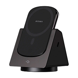 Док-станция Pitaka MagEZ Slider + Power Bank (Беспроводная зарядка) чёрно-серый (полоска)