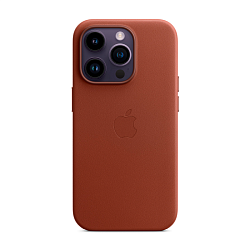 Клип-кейс (накладка)  Leather Case MagSafe для Apple iPhone 14 Pro (Уценка) оранжевый