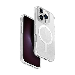 Клип-кейс (накладка) UNIQ Lifepro Xtreme MagSafe для Apple iPhone 16 Pro полиуретан, прозрачный с блёстками