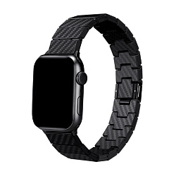 Браслет Pitaka Modern Fiber для Apple Watch 38 / 40 / 41 / 42 / 44 / 45 / 46 / 49mm карбон чёрно-серый (полоска) (AWB1003)