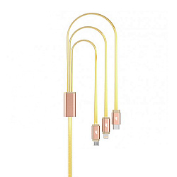 Дата-кабель Hoco UPL12 Lightning+Type-C+Micro 1.2 м, золотой