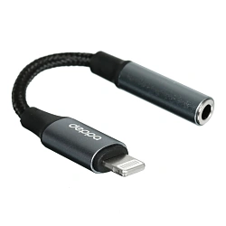 Аудиокабель Deppa Lightning Audio Cable 3.5mm mini jack - Lightning 1.2 м, чёрный