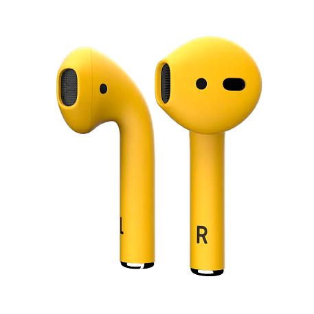 Беспроводные наушники Apple AirPods 2 с зарядным футляром жёлтый матовый - 2