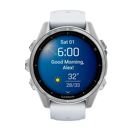 Умные часы Garmin Fenix 8 43mm серебристый (белый ремешок) - 2
