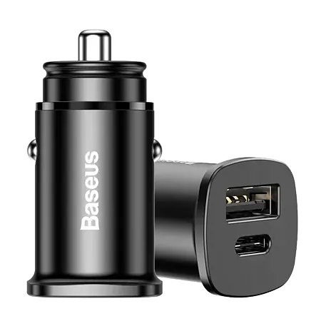 Автомобильное зарядное устройство Baseus Square metal A+C 30 Вт чёрный - 3