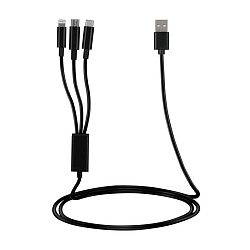 Дата-кабель CM S1 Lightning+Type-C+Micro 1.2 м, чёрный