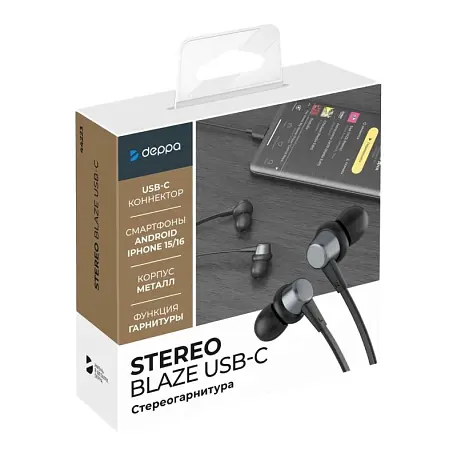 Наушники Deppa Stereo Blaze USB-C графит - 2