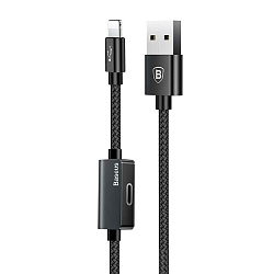 Дата-кабель Baseus Music Series Lightning+Lightning 1 м, чёрный