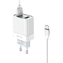 Сетевое зарядное устройство + кабель Micro Borofone BA39A 18 Вт, белый - 1