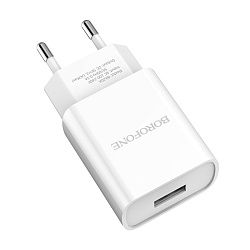 Сетевое зарядное устройство + кабель Lightning Borofone BA20A 10.5 Вт, белый